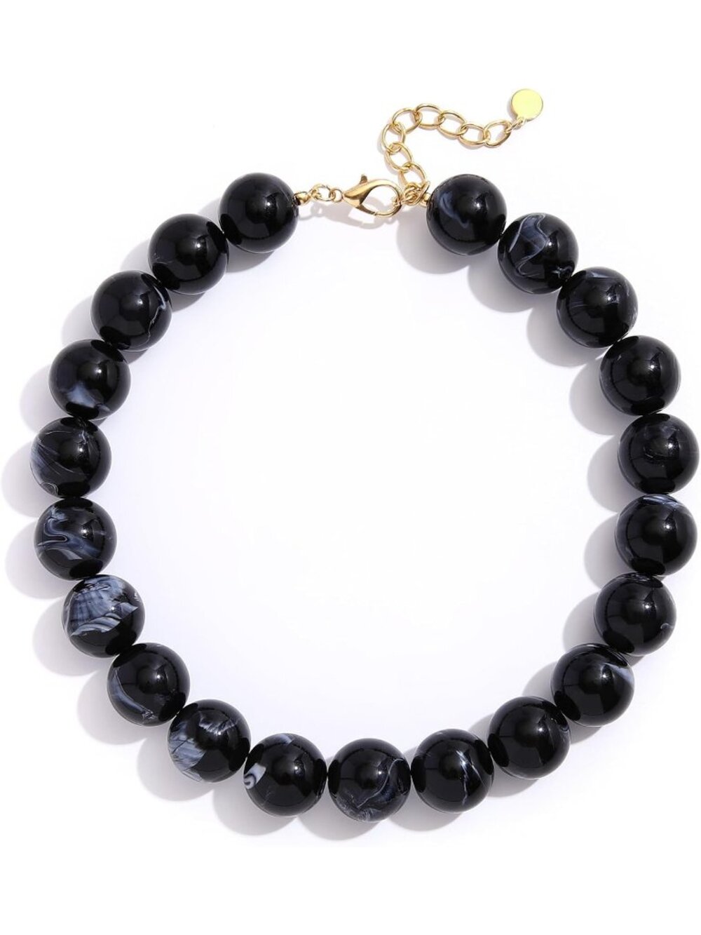 Women's 20MM Dark Black Chunky Resin Bead Choker Boho Summer Beach Jewelry